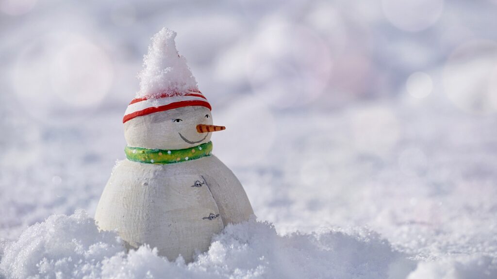 snowman built over winter break