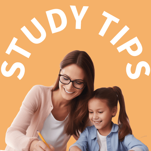 Mother helping daughter study